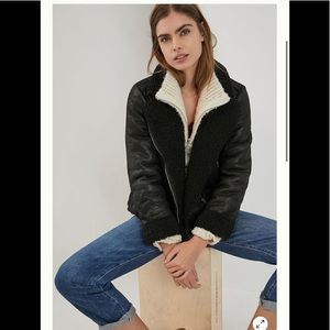 Marrakech Sherpa Trimmed Faux Leather Jacket
